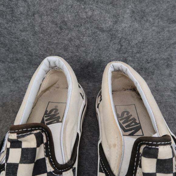 Vans Shoes Womens 7 Classic Slip On Sneakers Casual Checkered Skate White Black - Picture 3 of 12